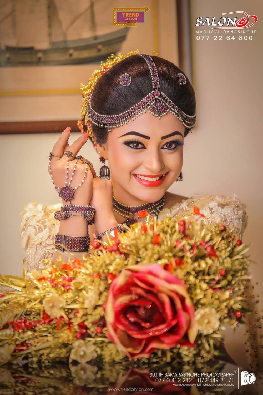 Bride Model Photoshoot of Dinusha Siriwardana in White Wedding Saree