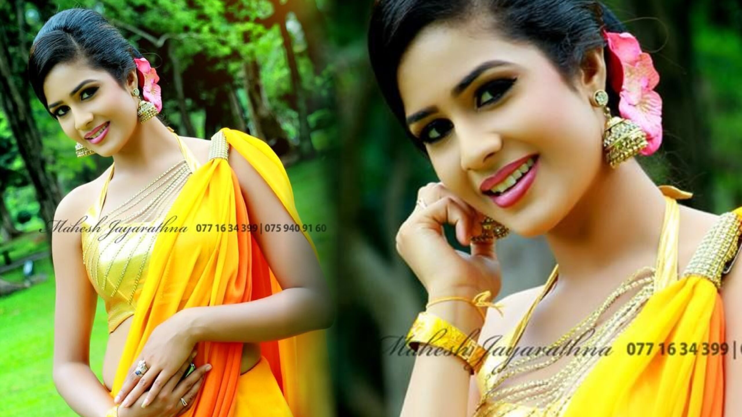 Gorgeous Actress Maheshi Madushanka In Traditional Yellow Saree 