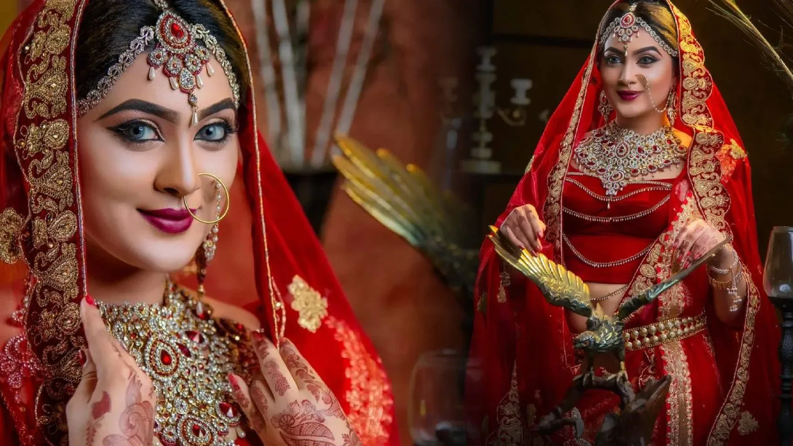 The model Himashi Athapaththu shines in Red Lehenga