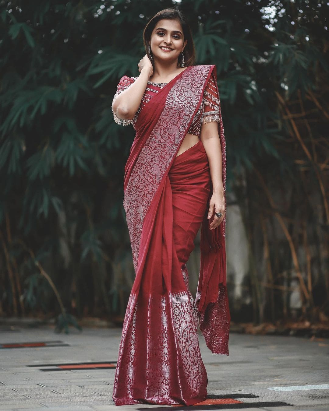 Remya Nambeesan's recent stills in Black and White saree