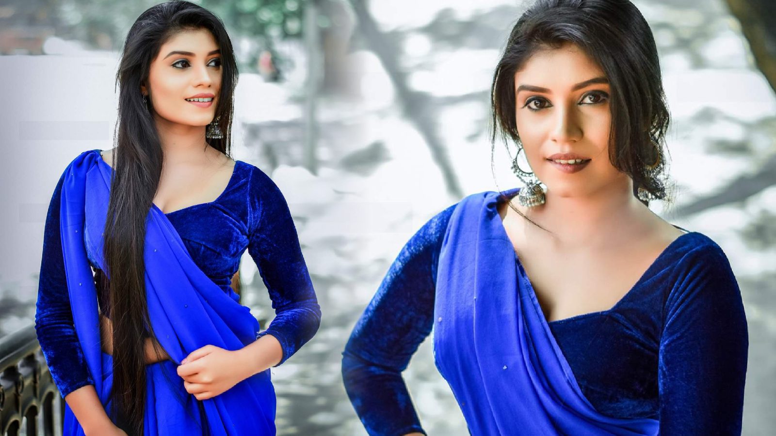 Sri Lankan Model Sashi Weerasingha photoshoot in blue saree