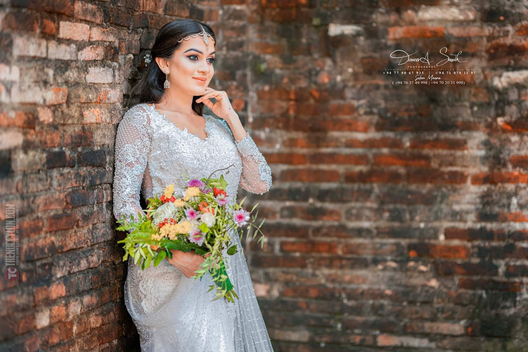 Sri Lankan model Piumi Nisansala looks gorgeous in a white bridal saree