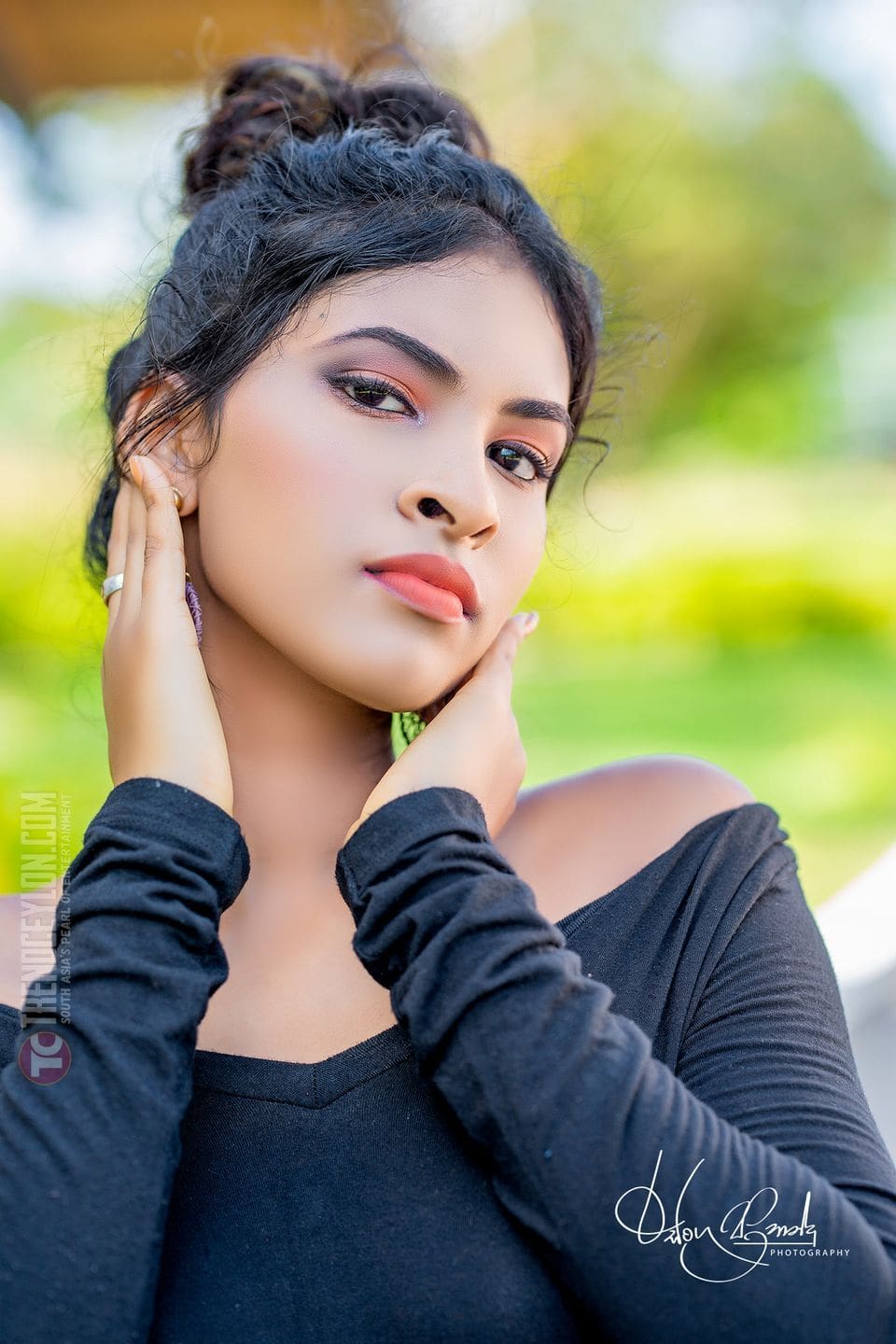 Stylish Model Layanga Sanathani Photoshoot In Black Top And Purple Skirt 