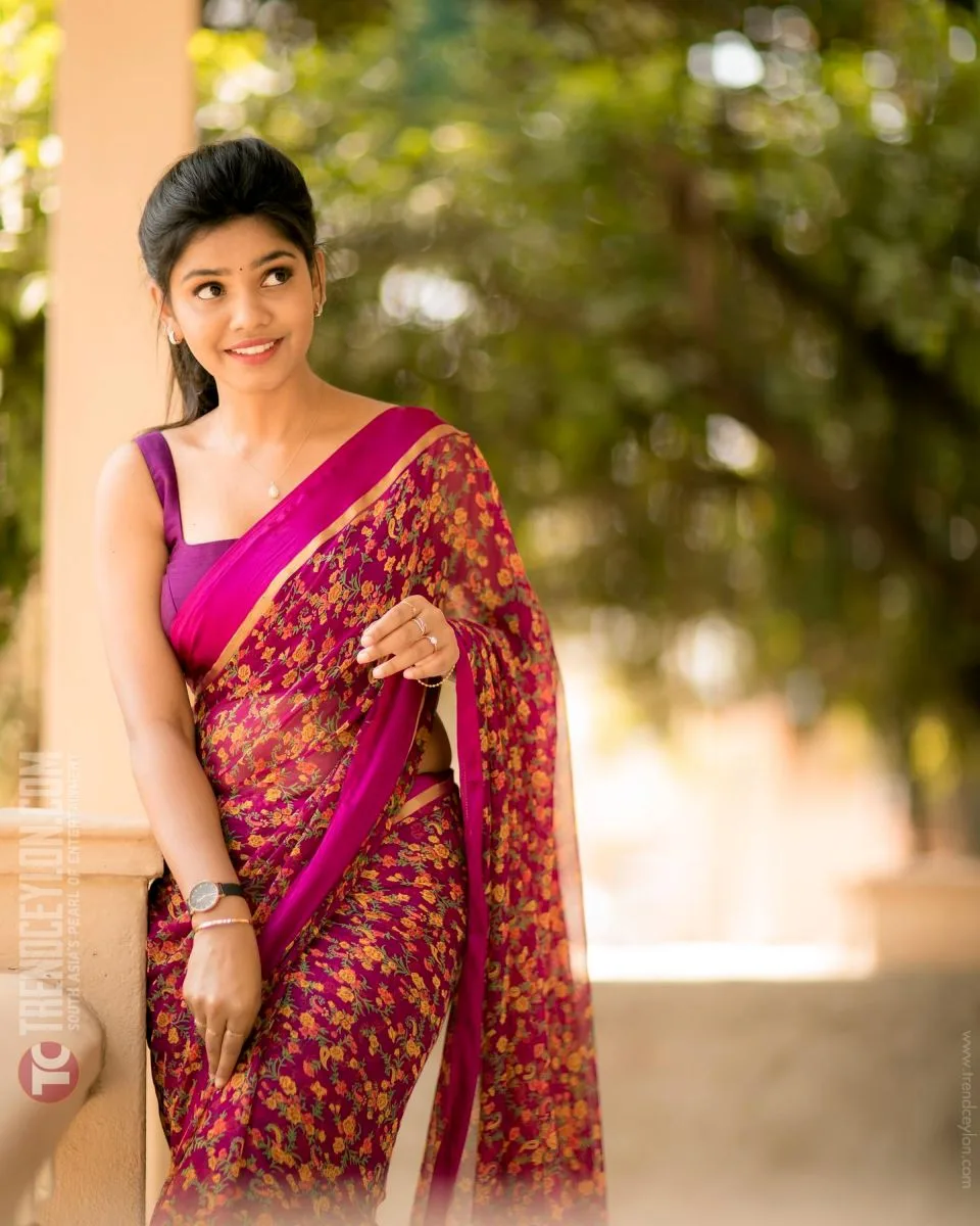 Paavam Ganesan Serial Actress Pranika Dhakshu Saree Stills