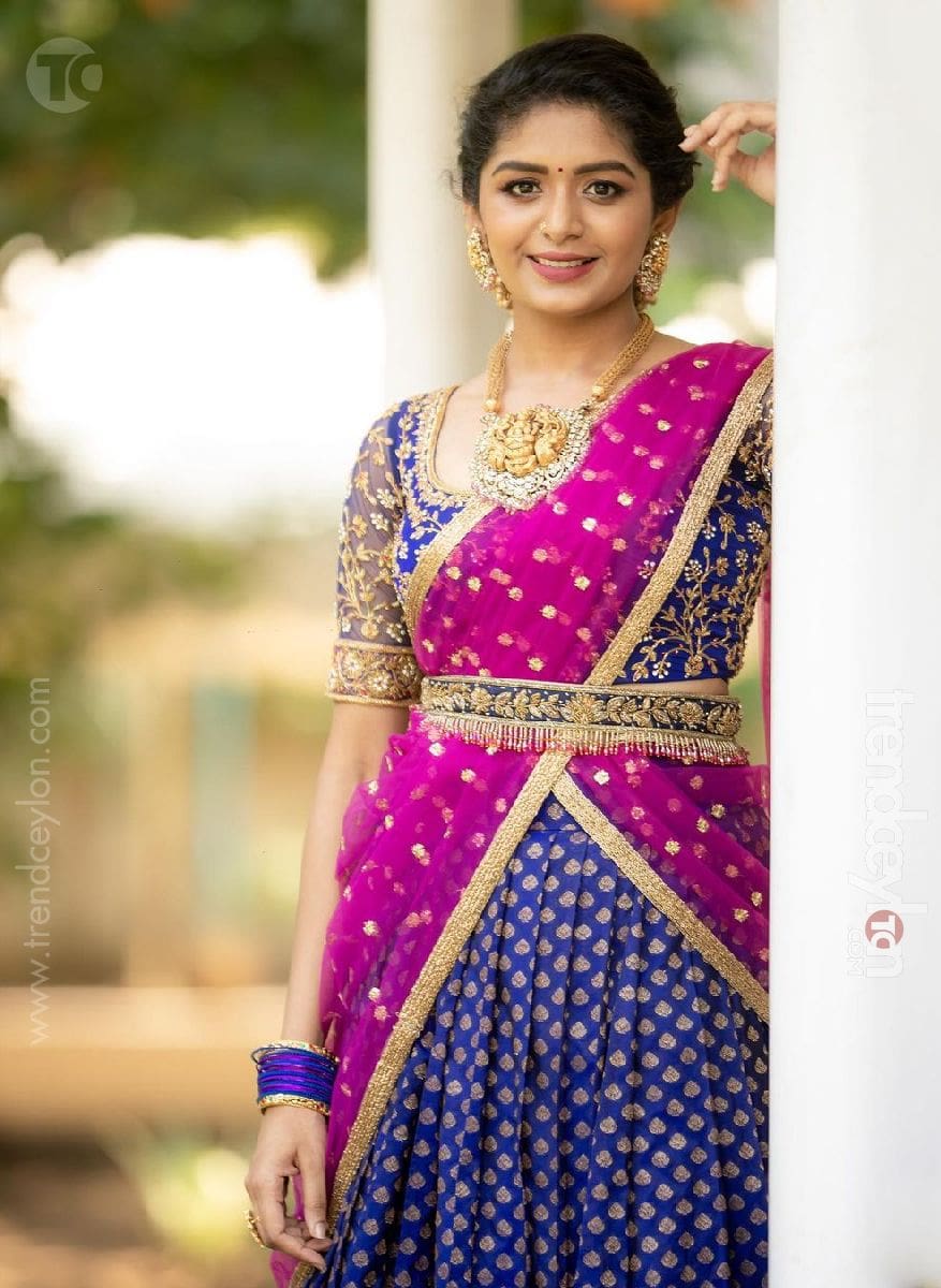 Navratri with Aditi Shankar cute in blue half saree | Trendceylon